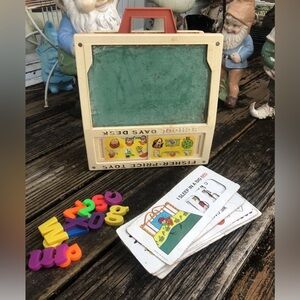 Fisher Price School Days Portable Play Desk #176 w/ Cards Stencils Vintage 70s